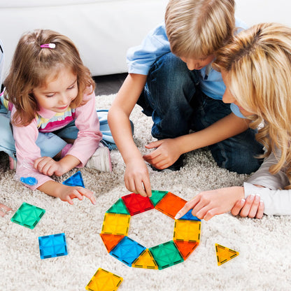 FNJO Magnetic Tiles, Magnet Building Set,60 PCS Building Blocks Set STEM Preschool Montessori Toy for Kids Boys Girls
