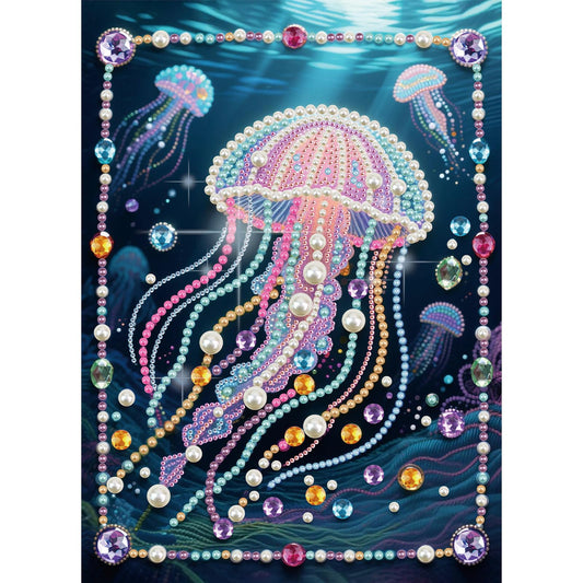 Stalente Pearl Diamond Painting Kits for Adults Glowing Jellyfish, 5D Special Shape Diamond Art Kits for Beginners, Crystal Rhinestones Diamond Painting for Home Wall Decoration Gift 12×16inch