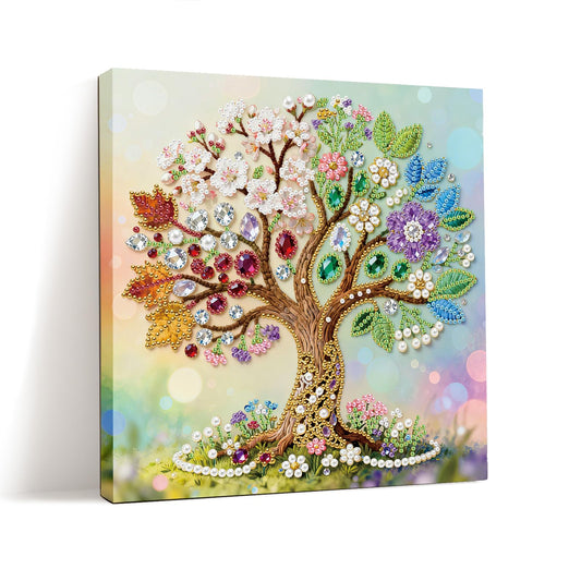 ILYUFO Diamond Art Kits for Adults, 5D Gemstone Tree DIY Diamond Art with Frame, Crafts for Home Wall Decor, Ideal Gifts for Art Lovers 10×10inch