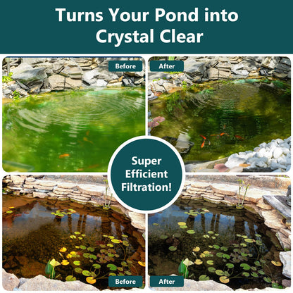 AquaMiracle Pond Filter with Pump Fountain Kits | 850GPH Pond Filter with Pond Pump & Fountain Kit | 3 Spray Patterns | Water Feature | Koi Pond Filters for Outdoor Ponds 500-750 Gal