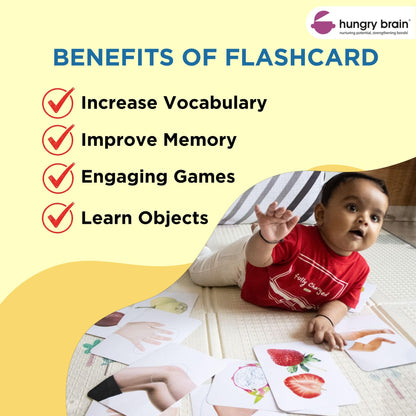 Hungry Brain Fruits Educational High Contrast Baby Flash Cards 3 Months to 6 Years | Visual Stimulation Cards | Brain Development, Montessori Early Learning for Toddlers, Infants, Preschool Kids