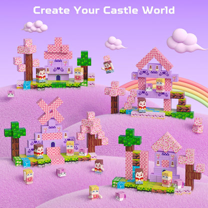 Kryzomat 100PCS Magnetic Blocks, Magnetic Building Blocks for Kids Age 4-8, Pink Princess Castle Toys for Girls, STEM Sensory Birthday Gift for Kids Age 3+ Years Old