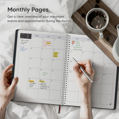 Academic Planner 2026-2027 - Hourly 2026-2027 Planner Weekly and Monthly - Appointment Book with Flexible Cover, Twin-Wire Binding - Simple Design for Productivity, June 2026 - July 2027. 8.5 x 11