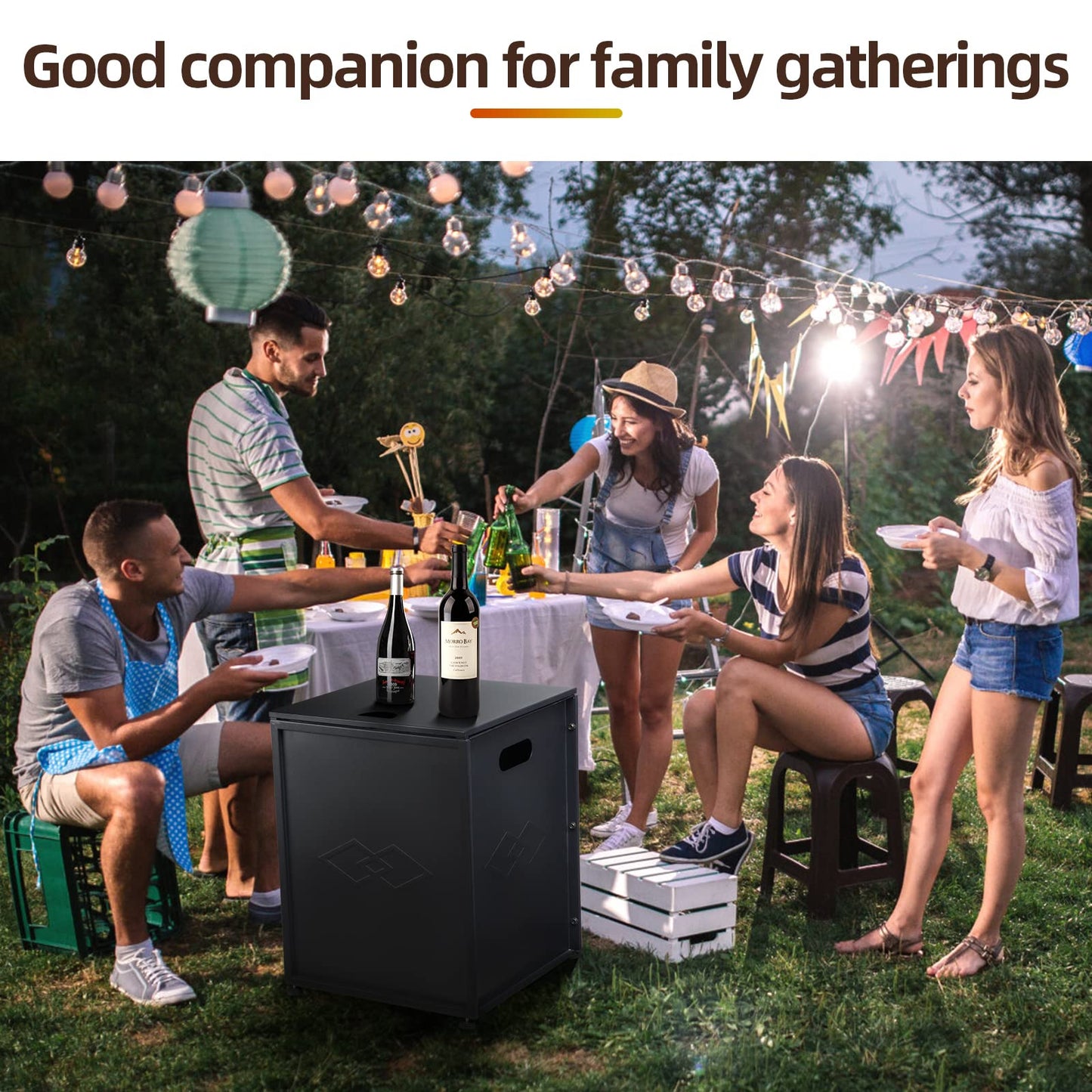 Garvee Propane Metal Tank Cover Table 16 in for Gas Fire Pits, Hides Any Standard 20 LB Propane Tanks, Hideaway Table with Side Handles
