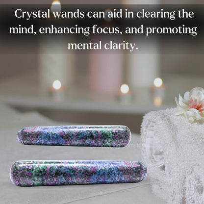 Amazing Gemstone Ruby Kyanite Crystal Wand Massage Stick - Pelvic Wand Gua Sha for Adults - Crystals and Healing Stones Massage Wands for Adults Gifts (Smooth)