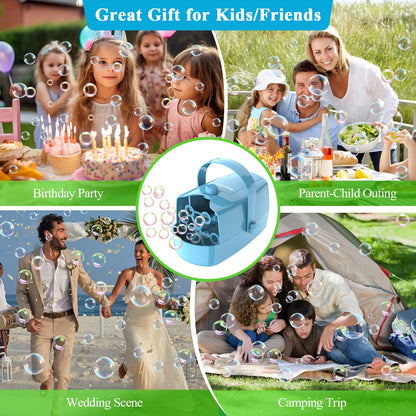 Wisdomlit Bubble Machine, 3-in-1 Bubble Maker, Bubble Blower with 3 Bubble Wheels, Make Small | Medium | Big Bubbles for Kids Toddlers, Bubble Toys for Indoor Outdoor Birthday Party (Blue)