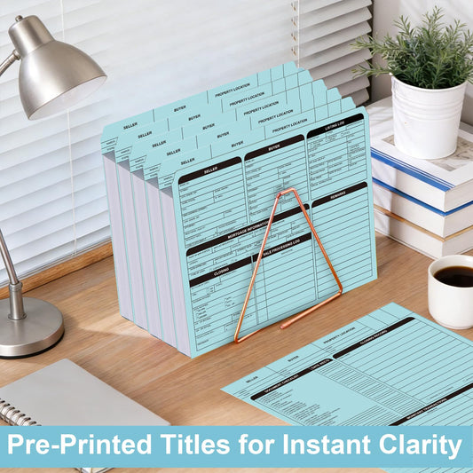 25 Sheets Blue Real Estate Listing Folder Letter Size Real Estate Transaction File Folders with Color-Coded Dots Right Panel List Estate Planning Document Folder Realtor Supplies for Organizing
