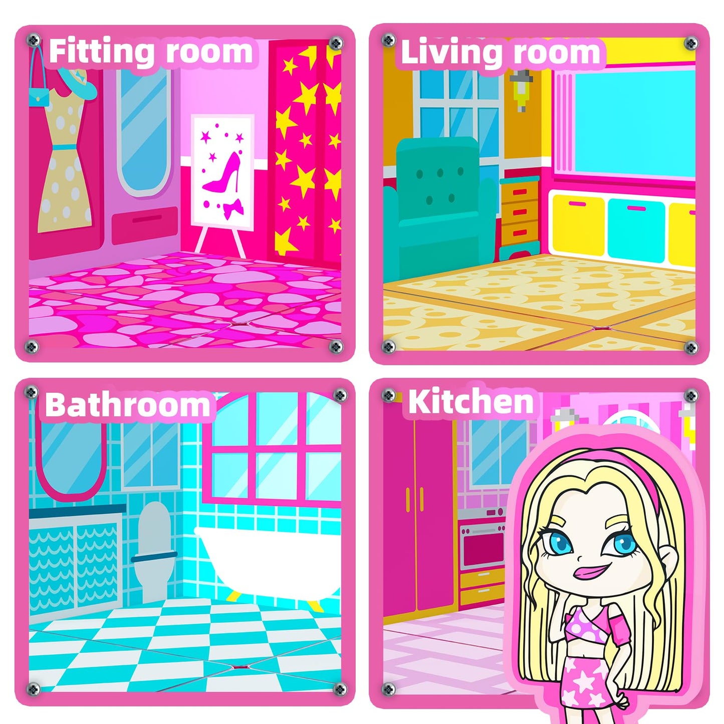 GobiDex Princess Magnetic Doll House Building Toys for Girls 3+, Pink Magnet Tiles for Kids Ages 4-8 STEM Sensory Toys for Toddlers Birthday Gifts for Girls 3+ Year Old
