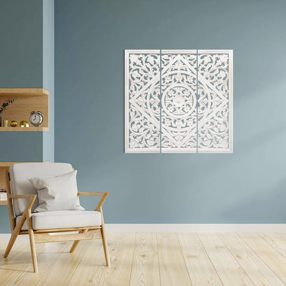 James Symfony Decorative Wall Panels - Living Room Wall Art Decor, Bedroom Decor, Christmas Wall Decor, Set of 3 - 36x12 Inch White