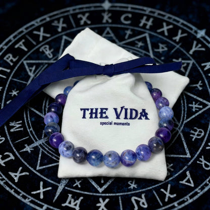 The Vida Handmade AAA+ Quality Crystal Stretch Elastic Bracelet - Nature Gemstone - Jewelry Gift - Holiday Gift - For Women & Men (Sodalite)