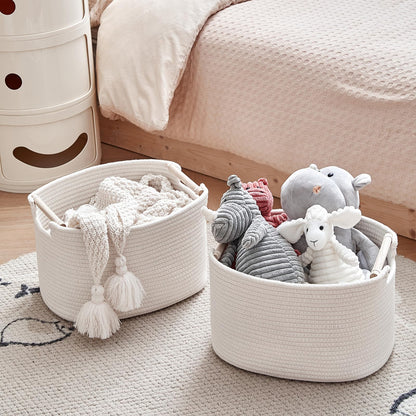 R RUNKA 3 Pack Storage Basket for Cabinet and Toy Organization - 13"x9.8"x8.7" Baskets for Storage - Baby Toy Bin - Toy Storage Organizer - Ideal for Empty Gift Baskets to Fill-White