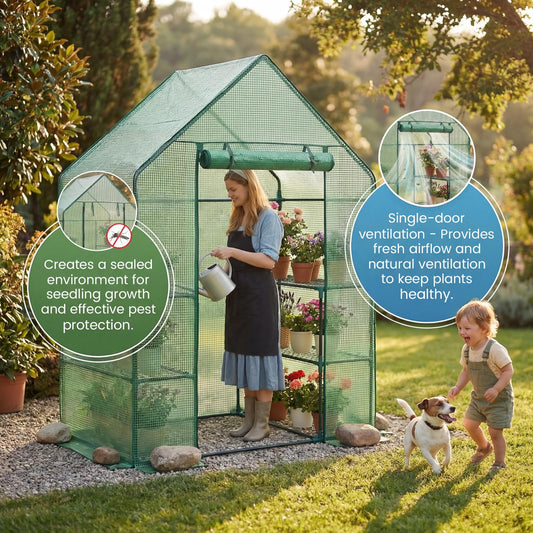 Greenhouse for Outdoors,55 x 28 x 78'' Small Greenhouse,Walk in Plant Greenhouses with 3 Tiers 6 Shelves,Heavy Duty with Durable PE Cover,Heavy Duty Plant Greenhouses for Garden and Backyard