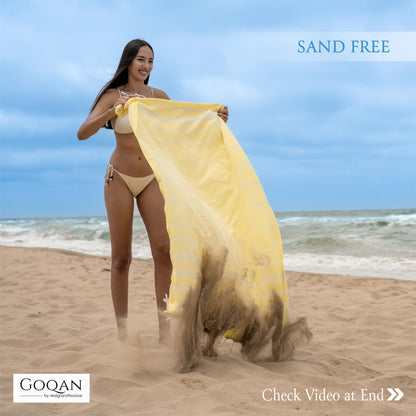 realgrandbazaar GOQAN Turkish Beach Towel 100% Cotton - Quick Dry Towels for Bath, Hostel Travel, Gym, Exercise, Swim, Shower, 39x71 Large - Rapid Dry for Workout Sports, Swimming, Camping -Yellow