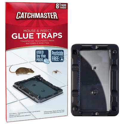 Catchmaster-16 Mouse & Insect Glue Traps, Heavy-Duty Pesticide-Free Sticky Mouse Traps Indoor for Home, Used by the PROs, Adhesive Rodent & Bug Catcher, Pest Control for House & Garage