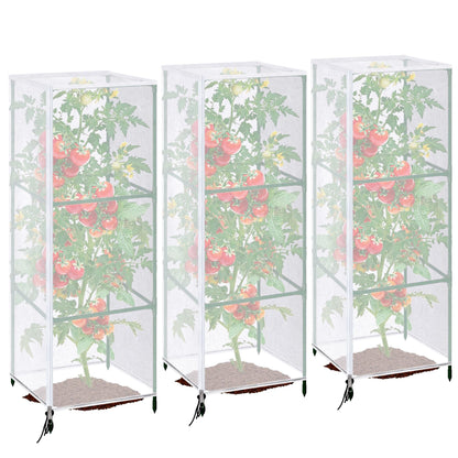 3 Pcs Garden Bird Netting Plant Cover for Square Tomato Cage, 59" x 17.7" Insect Bird Barrier Tomato Cage Net with Zipper & Drawstring, Tomato Trellis Netting Protection Cover for Protecting Plants