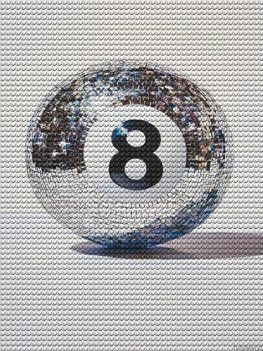 TUTUMAY21 Sparkly Number 8 Ball Diamond Drawing Art Kit for Adults DIY Diamond Art Painting Full Drill Round Gem Art for Crafts Wall Decor 12x16 inch