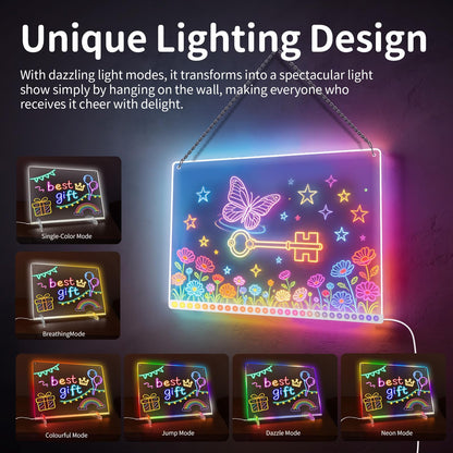 13"x10" Led Drawing Board for Kids, Includes Tracing Book, LED Note Board with 8 Colors, Kids Toy with 13 Light Effects, Light up Drawing Board for Girls & Boys Gifts Age 3+