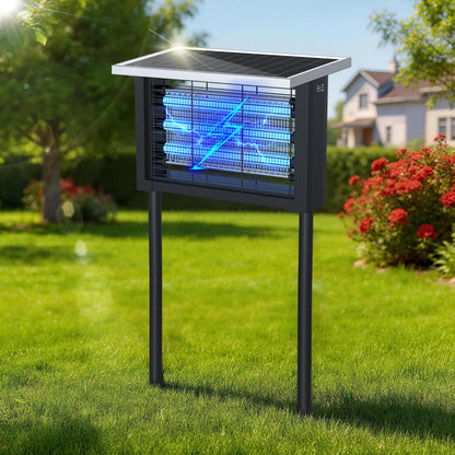 Solar Bug Zapper Outdoor, Upgrade 3-Tube 4500V Electric Mosquito Zapper, IPX6 Waterproof, Auto On/Off Rechargeable Electric Fly Insect Trap for Patio Yard Garden Camping RV