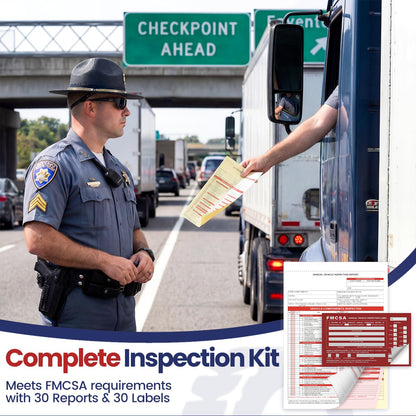 Annual Vehicle Inspection Record Kit – 3-Part NCR Forms (30 Sets) + High-Visibility Adhesive Labels (30) – for Trucks & Fleet Recordkeeping | Supports 49 CFR §396.17