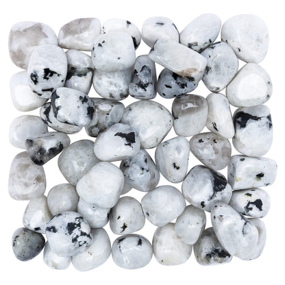 Crocon 1LB Rainbow Moonstone Tumbled Stones and Crystals Bulk 2000+ carats, Polished Stones - Rock Collection - vase Filler tumbles Crystals Healing Reiki - Gemstone Gifts, Fountain tumbles Size 20mm