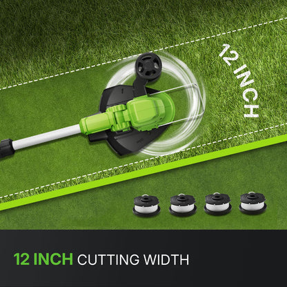 WORKIT 20V 3-in-1 Cordless String Trimmer, 12" Edger & Mini Mower, 8700 RPM Weed Eater with 2×4.0Ah High-Capacity Batteries, Auto Line Feed, Lightweight 6lbs, Telescopic Shaft for Lawn & Yard