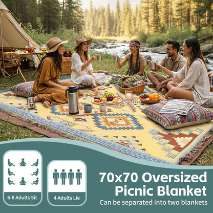 2 in 1 Extra Large Camping Blanket Outdoor Picnic Yoga Mat Lightweight Car Essential Roadtrip Gadget Rv Accessories Glamping Tent Gear Must Haves Hiking Stuff Backpacking Necessities Women Beach Gift