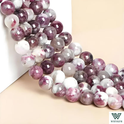 WHNKFB 6mm 100PCS Natural Watermelon Tourmaline Round Beads, Pink-Green Loose Gemstone Beads for Jewelry Making Craft - 6mm 8mm 10mm Options with Free Elastic Cord