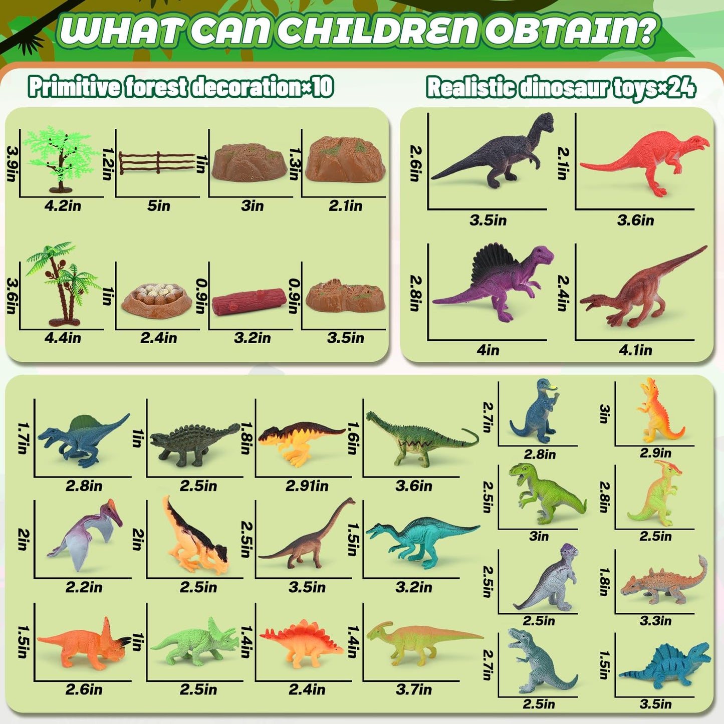 BURIESUR 34PCS Dinosaur Toys for Kids 3-5 with Storage Box,Realistic Dinosaur Figures for Kids 3-7 Years Old,Birthday Gift for Boys Girls