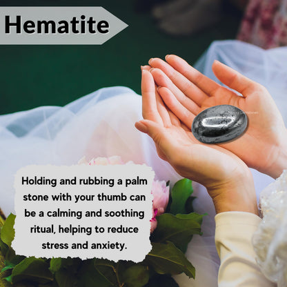 Amazing Gemstone Hematite Crystals and Healing Stones - Large Palm Stone Crystals Piedra - Crystal for Good Luck, Balanced Positive Energy, Meditation - Unique Stocking Stuffers Gifts for Women, Men