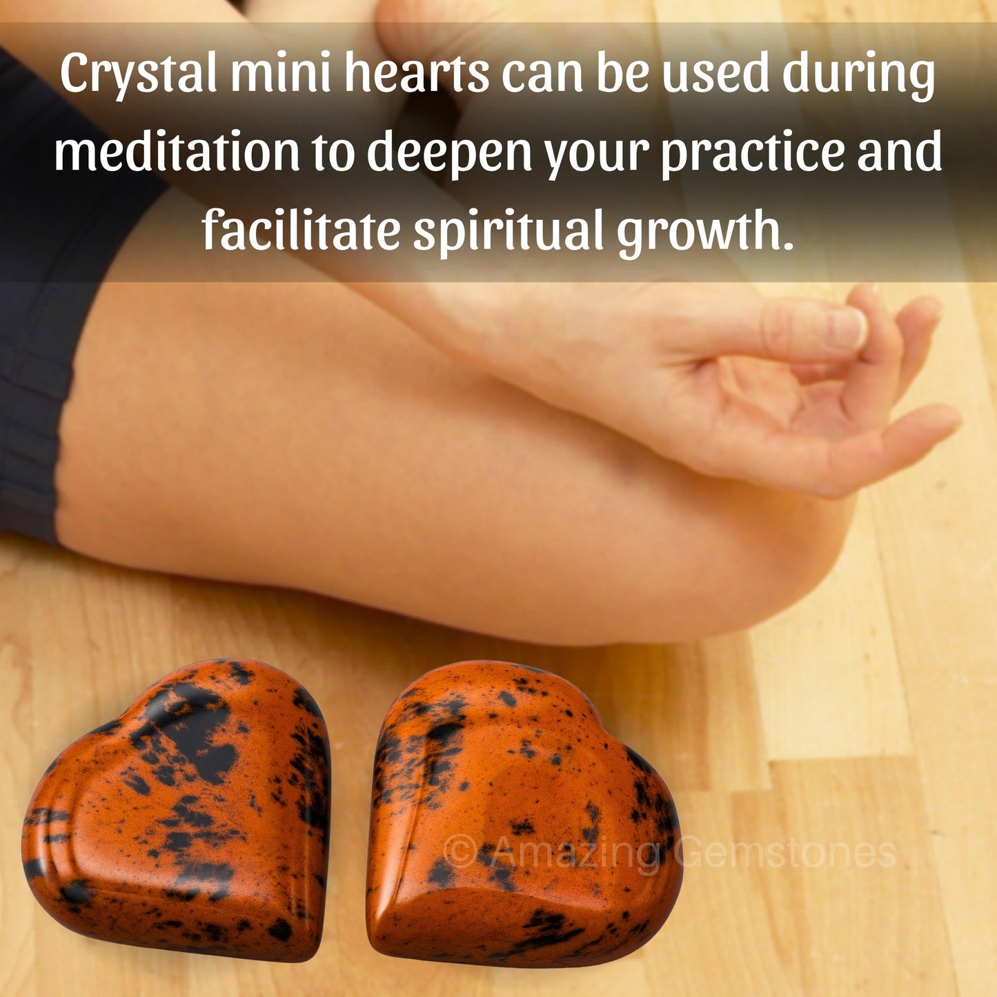 Amazing Gemstone Mahogany Obsidian Stone Heart - Pack of 2 Crystal Heart Stones Rocks - Corazones De Piedra Crystals and Healing Stones Heart Shaped Crystal - Stocking Stuffers Gifts