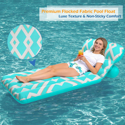 Jasonwell Inflatable Pool Float Adult - Ultra-Comfort Soft Fabric Pool Floaties Lounge Floats Floating Chair Raft with Adjustable Backrest Air Water Lounger Tanning Float for Pool Beach Party (Grid)