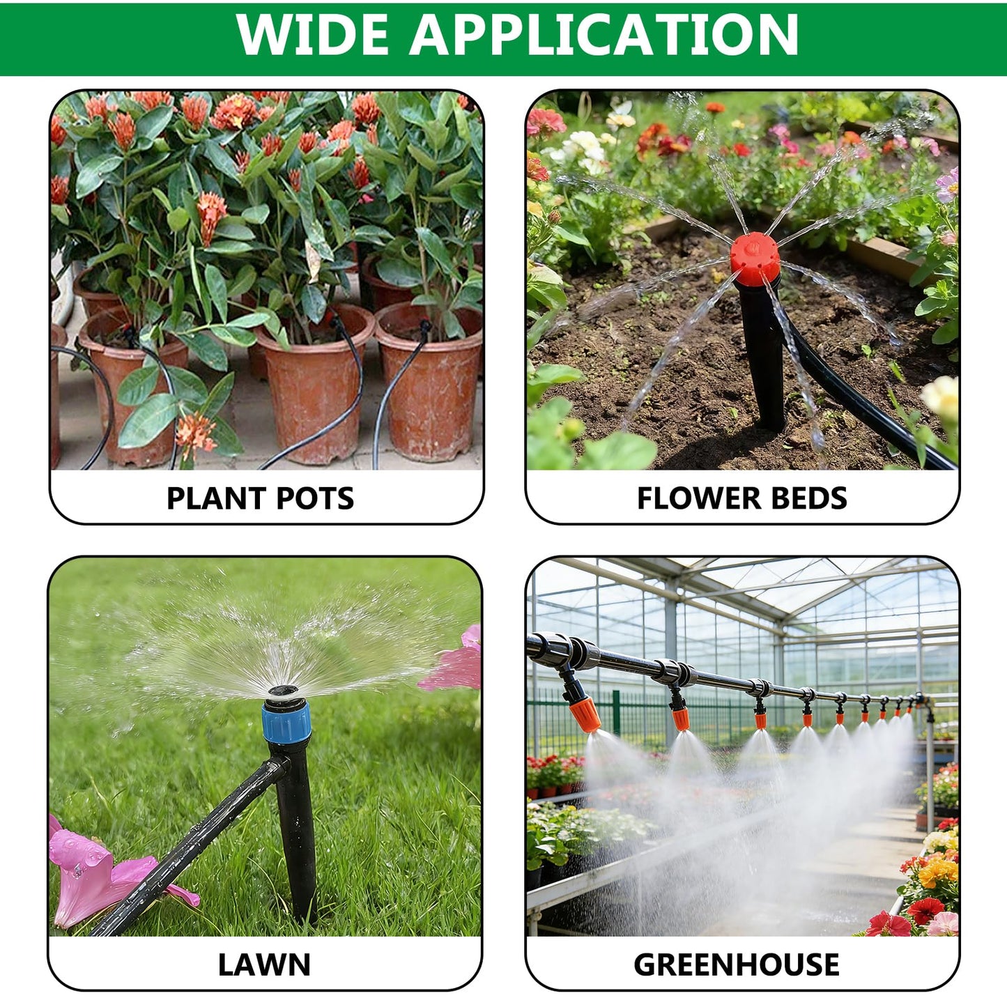 Aienxn 135PCS 240FT Drip Irrigation System Set, Automatic Drip Irrigation Kit for Greenhouse, Yard, Lawn, Plant, with 1/2 inch Hose, 1/4 inch Distribution Tubing and Accessories