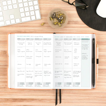 AT-A-GLANCE Wellness Journal, Undated Planner Weekly & Monthly, Self-Care Tracker for Mental & Physical Health, 5-3/4" x 8-1/4", Foundation, Peach (FDH-200)