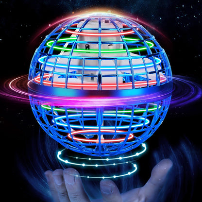 Junywell Flying Orb Ball Toy, Hover Hand Mini Drone Cosmic Globe, Fly Spinners for Kids Adults Indoor Outdoor Toys, Cool LED Lights Toys for 6 7 8 9 10+ Years Old Boys Girls Gift Blue