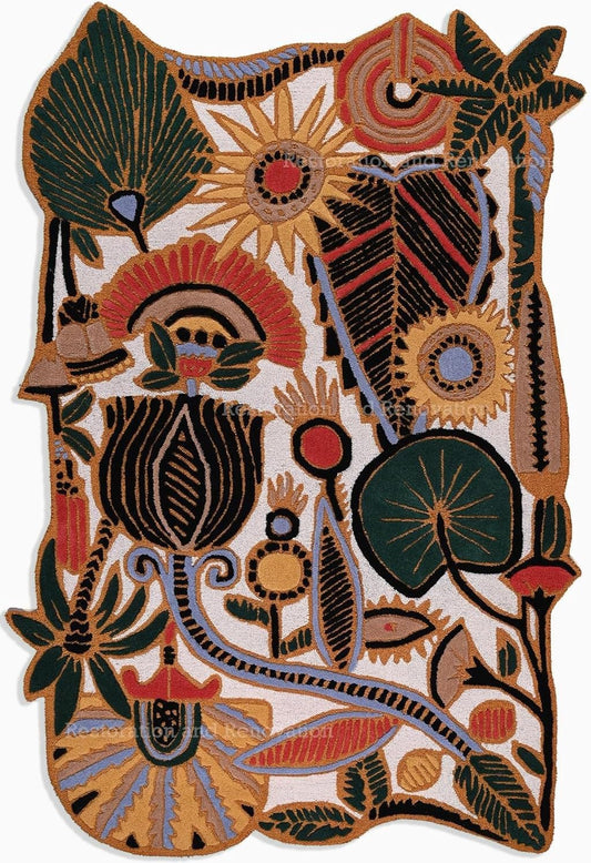 Restoration and Renovation Handmade Artisan Floral and Geometric Pattern Wool Area Rug - Luxurious Vintage Style Accent Carpet for Living Room, Bedroom, Dining Room (Multi A, 2.6' x 8')
