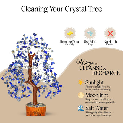 YATSKIA Lapis Lazuli Crystal - Crystal Tree - Feng Shui Decor - Tree of Life - Meditation Accessories - Desk Decorations, Spirtual Things, Good Luck Gifts