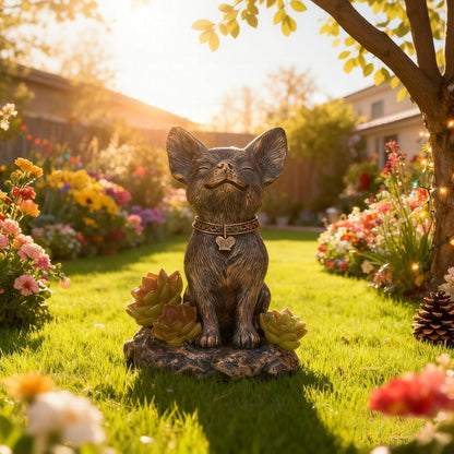 IVCOOLE Solar Dog Garden Statue - Outdoor Dog Decor with Solar Light, Resin Solar Garden Statue Waterproof for Patio Porch Lawn and Yard - Dog Figurine Gift for Mom, Grandma, Dog Lovers