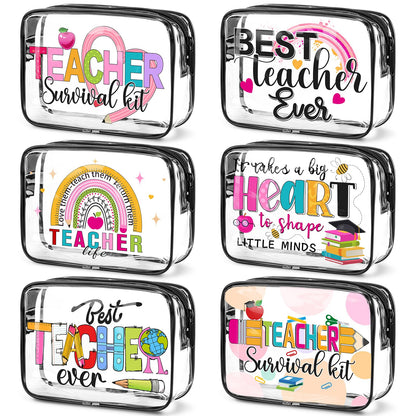 Cunno Makeup Bags Gifts for Women Teacher Beach Cruise Swim Nurse Dance Happy Graduation Gift Survival Kit Clear Cosmetic Bags PVC Waterproof Travel Toiletry Handbags Purses Organizer(Teacher)