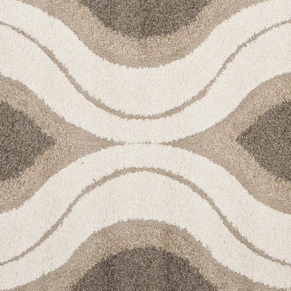 SAFAVIEH Florida Shag Collection Accent Rug - 3'3" x 5'3", Cream & Smoke, Modern Design, Non-Shedding & Easy Care, 1.2-inch Thick Ideal for High Traffic Areas in Foyer, Entryway, Bedroom (SG461-1179)