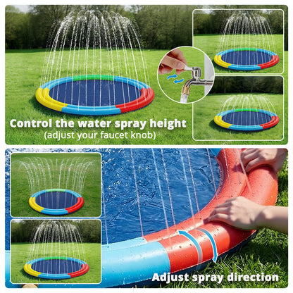 Splash Pad for Kids & Dogs, 78" Extra Large Non-Slip Thicker Sprinkler Mat, Backyard Outdoor Lawn Water Toys, Durable Summer Fountain Play Pool Gifts for Toddlers, Children & Pets