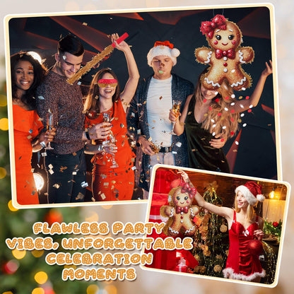 HyDren Christmas Gingerbread Girl Piñata Decorations Christmas Mexican Piñata with Stick Confetti and Blindfold Bundle for Xmas Favors Party Decors Holiday Photo Props (15.7"x11.8"x3")