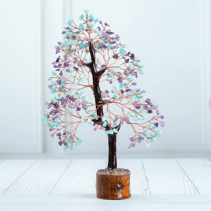 Crocon® Amethyst & Amazonite Crystal Tree Home Decor, Birthday Gifts for Women, Sister Gemstone Gift for Her Money Tree Crystals and Healing Stones House Warming Gift New Home Spiritual Decor Present