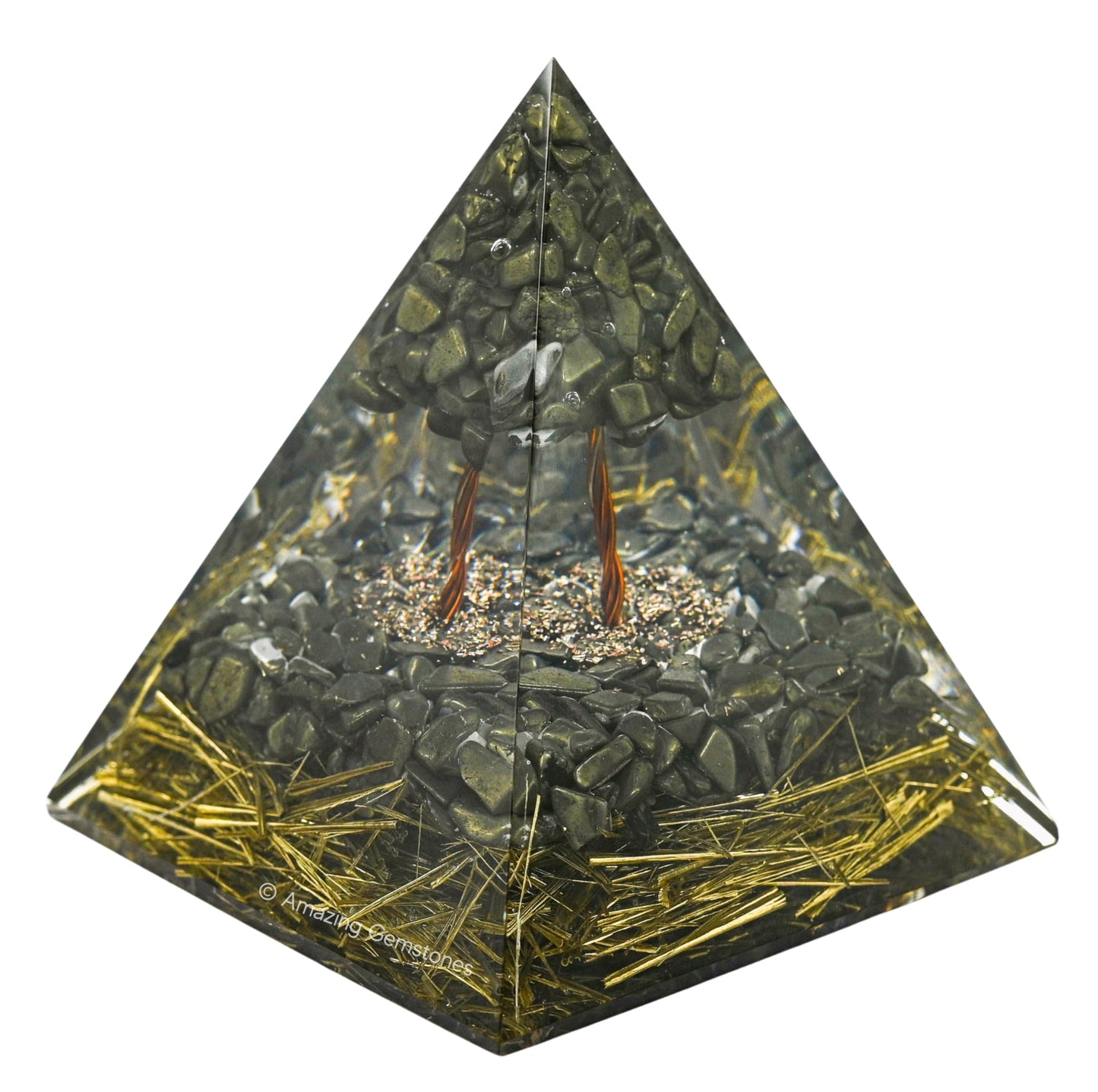 Amazing Gemstone Organite Orgone Pyramid Extra Large 105 MM - Orgone Energy Pyramid with Pyrite Crystals and Healing Stone - Orgonite Pyramids Crystals and Positive Energy