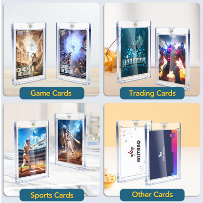 128ct Magnetic Card Holders, 35pt One Touch Card Holder, U-V Protection Hard Plastic Case for Trading Cards, Display Case for Sports, Baseball, Football, Game Cards