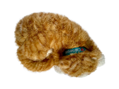 Calmeroos Plush Heartbeat Toy - Calming Anxiety Relief Toys for Puppies and Kittens - Heartbeat in a Soft Comforting Pet Plush for Dogs and Cats (Orange Stripe)