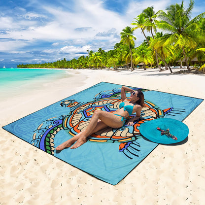 Beach Blanket Waterproof Sandproof Beach Mat 79" X 83"/10'x9'for 2-8 Adults Quick Drying Outdoor Picnic Mat Beach Accessories for Travel, Camping, Hiking