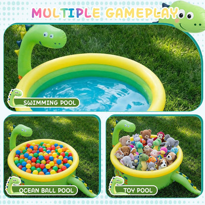 Tasdurian Dinosaur Inflatable Kiddie Pool Splash Pads for Toddlers Kids Splash Pads with Sprinkler Outdoor Blow up Mat Baby Dinosaur Play Swimming Pool for Backyard Garden, 69 x 24 in