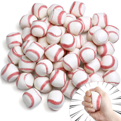 Vinsot 50 Pcs Mini Foam Baseball Softball Stress Balls Bulk 2 Inch Squeeze Balls for Stress Anxiety Relief Party Favors School Carnival Reward Christmas Stocking Fillers(Baseball)