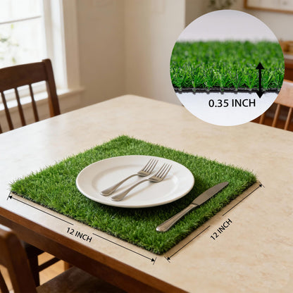 VERDIGRASS Artificial Grass Mat 12x12 Inch,Fake Grass Turf Patch,Synthetic Grass Indoor Outdoor,Patio Grass Tiles Realistic Grass Rug with Drainage Hole for Table Decoration