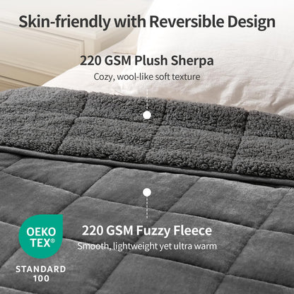 Uttermara Weighted Blanket Queen Size 20lbs 60x80 inches, Cozy Sherpa Weighted Blankets with Soft Plush Fleece, Warm Sherpa Snuggle Thick Heavy Blanket Great for Sleep and Calming, Grey